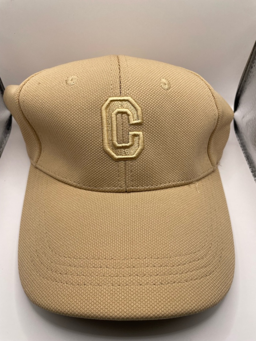 Beige Baseball Cap with Embroidered 'C'